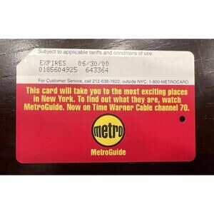 NYC MetroCard - MetroGuide Expire 06/30/00 RARE